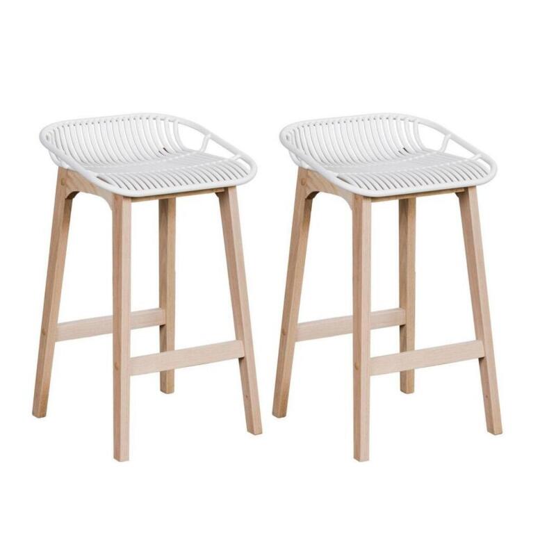Lot de chaises d'îlot et bar en chêne et assise plastique H65cm