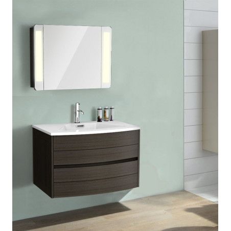 Ensemble de salle de bain 80 cm meuble + vasque + armoire LED TIGA Ensemble de salle de bain 80 cm meuble + vasque + armoire LED TIGA