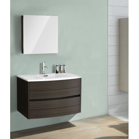 Ensemble de salle de bain noir 80 cm meuble + vasque + armoire TIGA Ensemble de salle de bain noir 80 cm meuble + vasque + armoire TIGA
