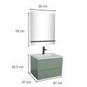 Ensemble meuble simple vasque 60cm décor chêne + vasque noire + robinet + miroir