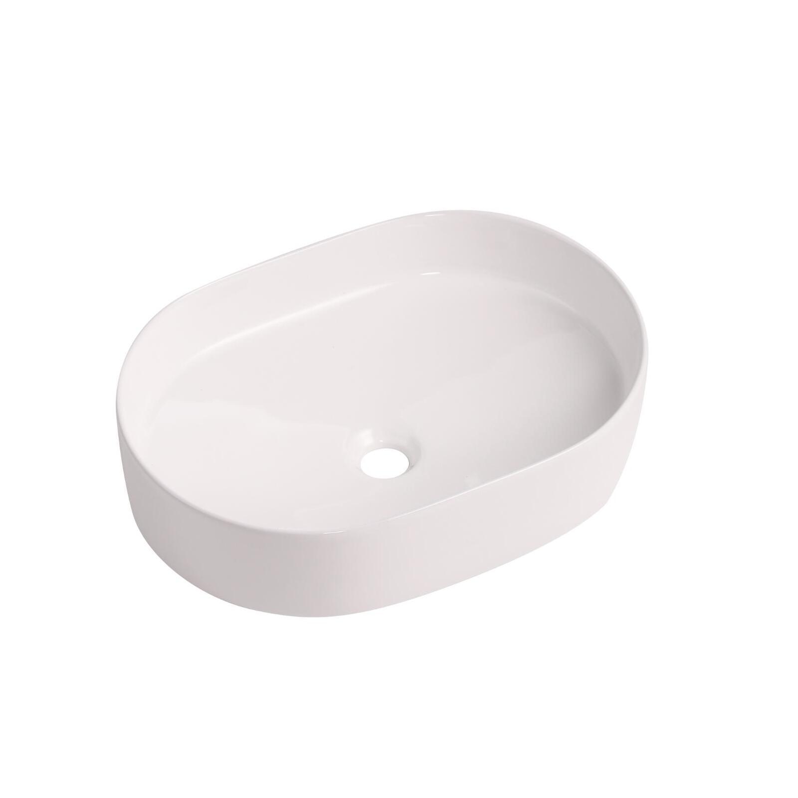 Vasque à poser ovale en céramique blanche 37x50,5cm 