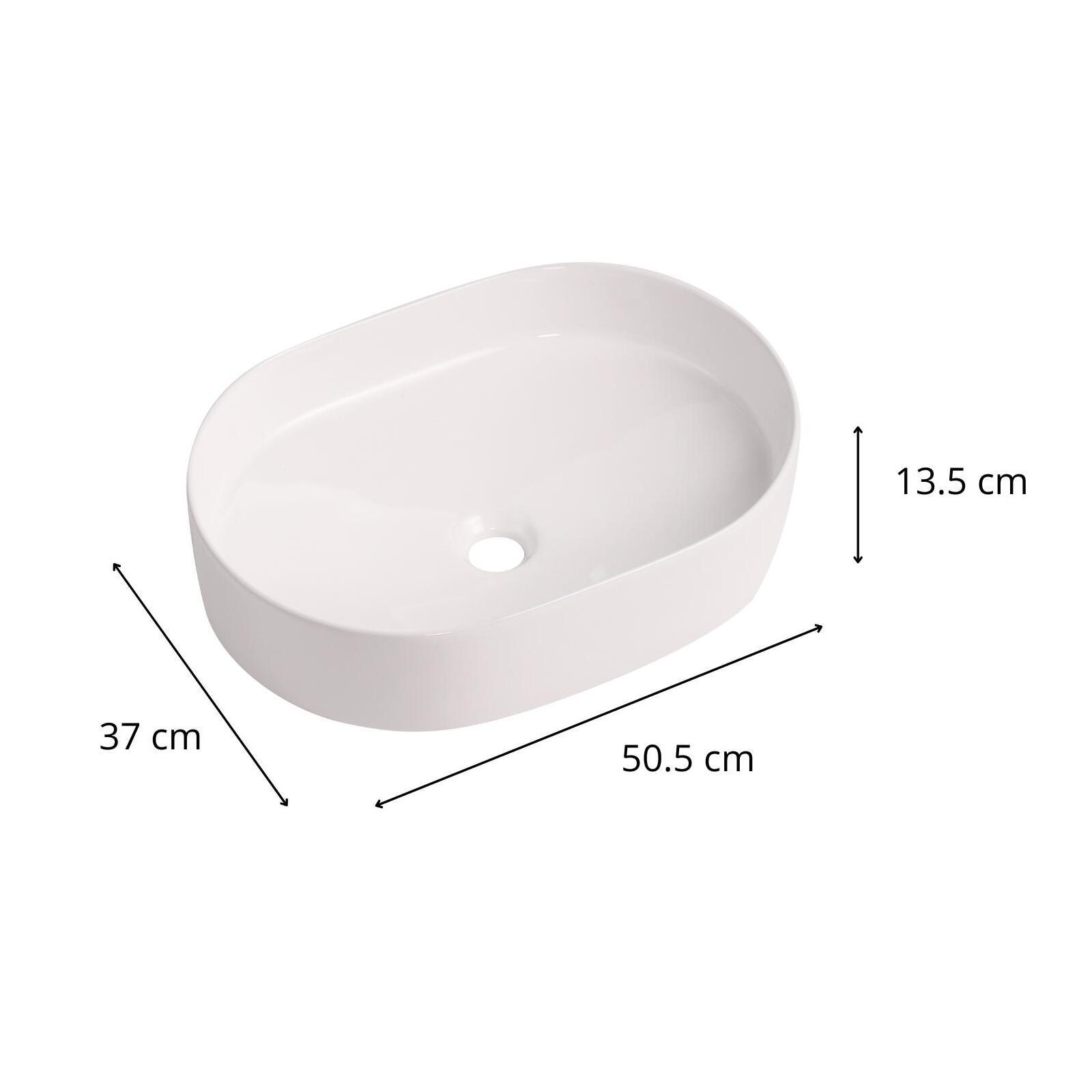 Vasque à poser ovale en céramique blanche 37x50,5cm 