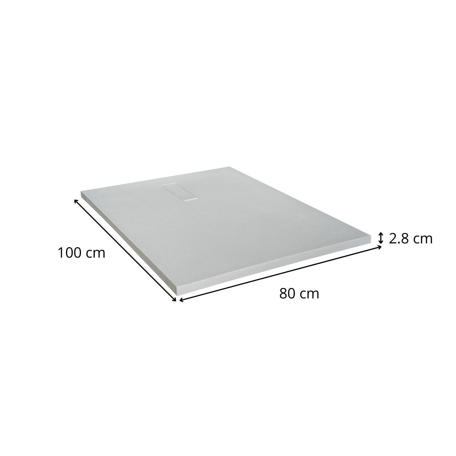 Receveur de douche aspect pierre extra-plat blanc - Bonde incluse