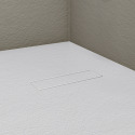 Receveur de douche aspect pierre extra-plat blanc - Bonde incluse