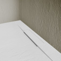 Receveur de douche aspect pierre extra-plat blanc - Bonde incluse