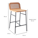 Lot de chaises d'îlot et bar en métal et assise cannage H65cm