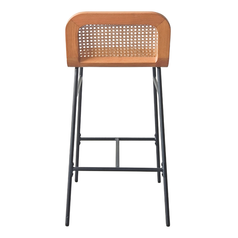 Lot de chaises d'îlot et bar en métal et assise cannage H65cm