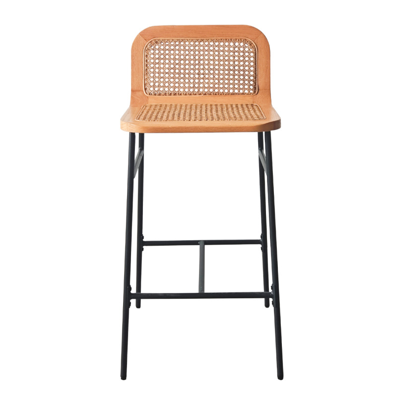 Lot de chaises d'îlot et bar en métal et assise cannage H65cm