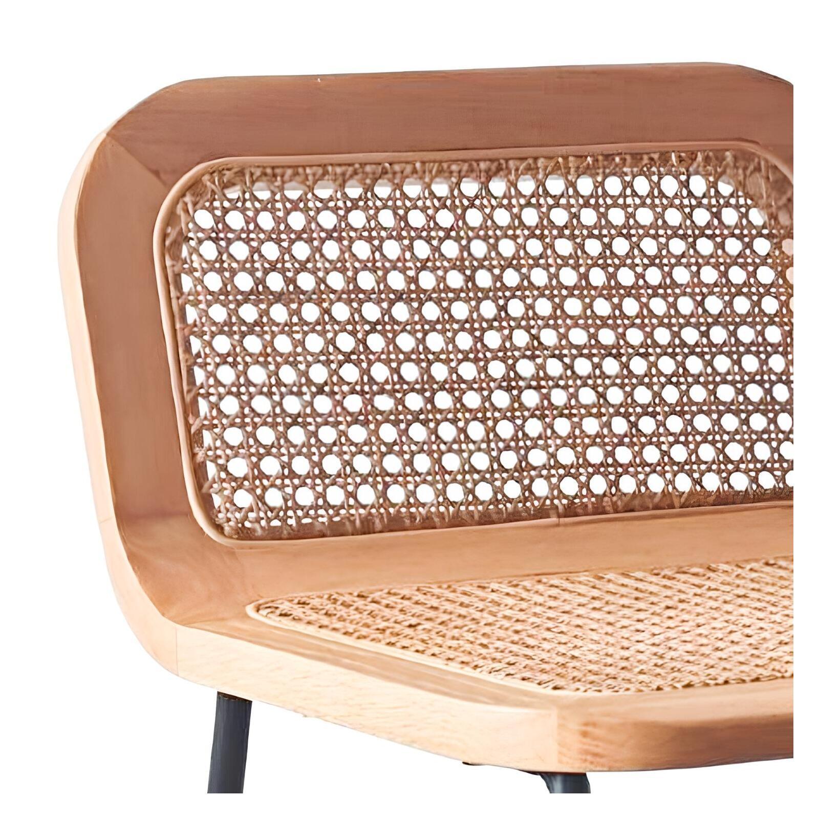 Lot de chaises d'îlot et bar en métal et assise cannage H65cm