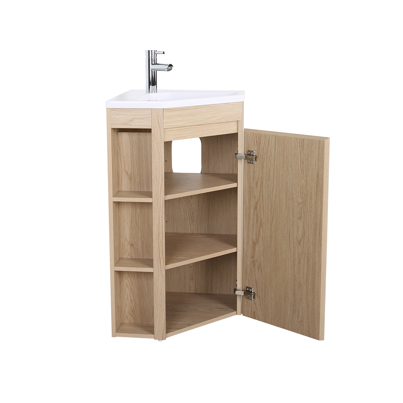 Meuble simple vasque d'angle sur pieds 45cm - avec vasque en résine