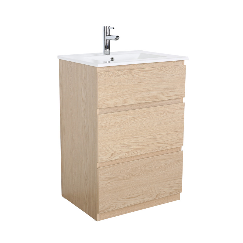 Meuble simple vasque sur pieds 60cm - avec plan vasque céramique