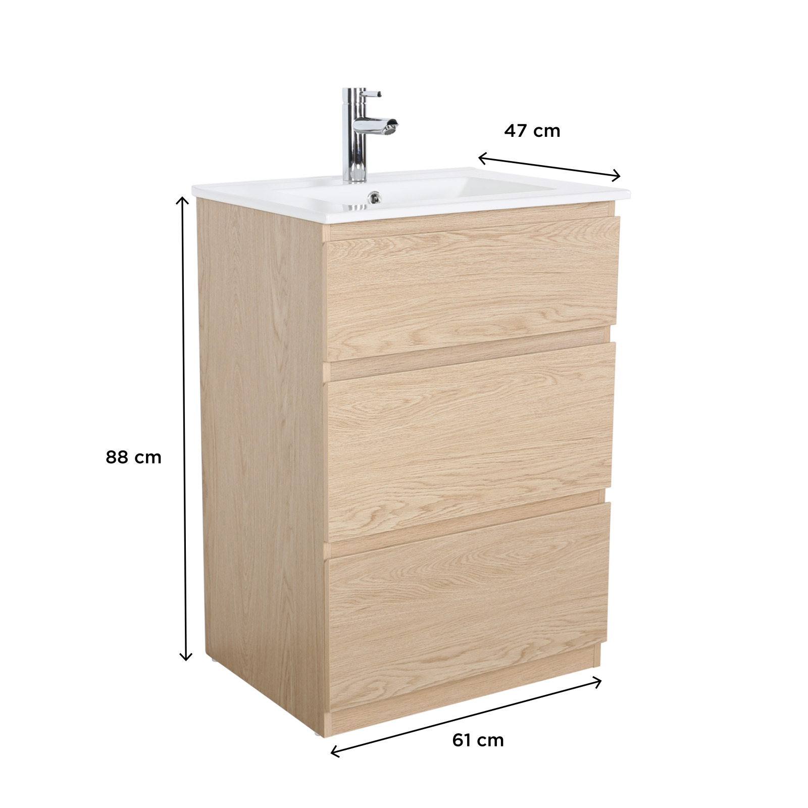 Meuble simple vasque sur pieds 60cm - avec plan vasque céramique