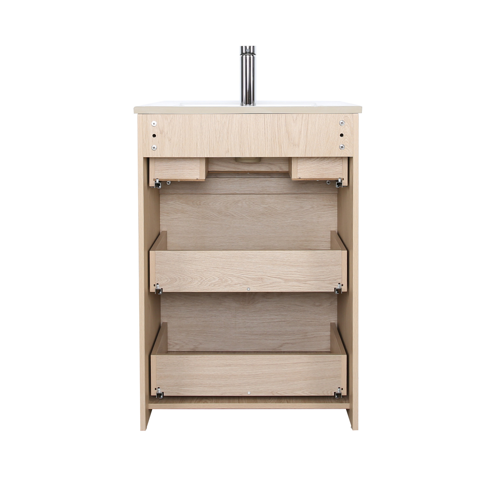 Meuble simple vasque sur pieds 60cm - avec plan vasque céramique