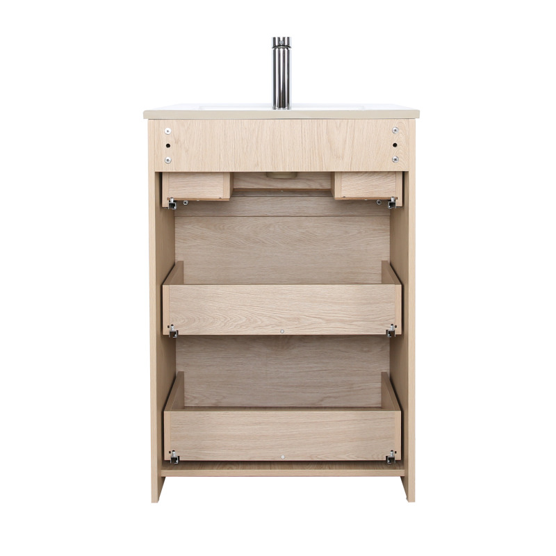 Meuble simple vasque sur pieds 60cm - avec plan vasque céramique
