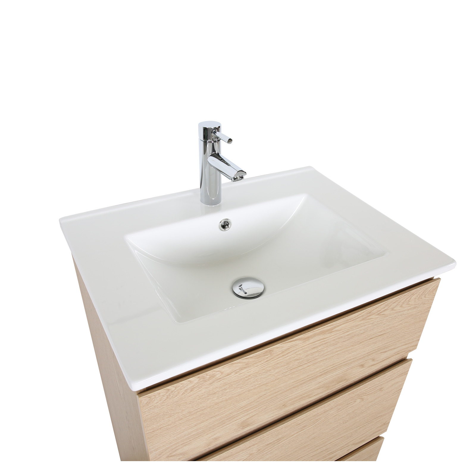 Meuble simple vasque sur pieds 60cm - avec plan vasque céramique