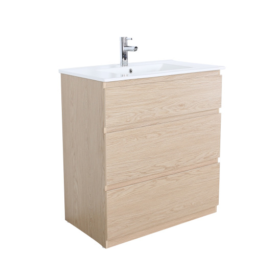 Meuble simple vasque sur pieds 80cm - avec  plan vasque céramique