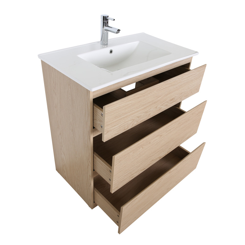 Meuble simple vasque sur pieds 80cm - avec  plan vasque céramique