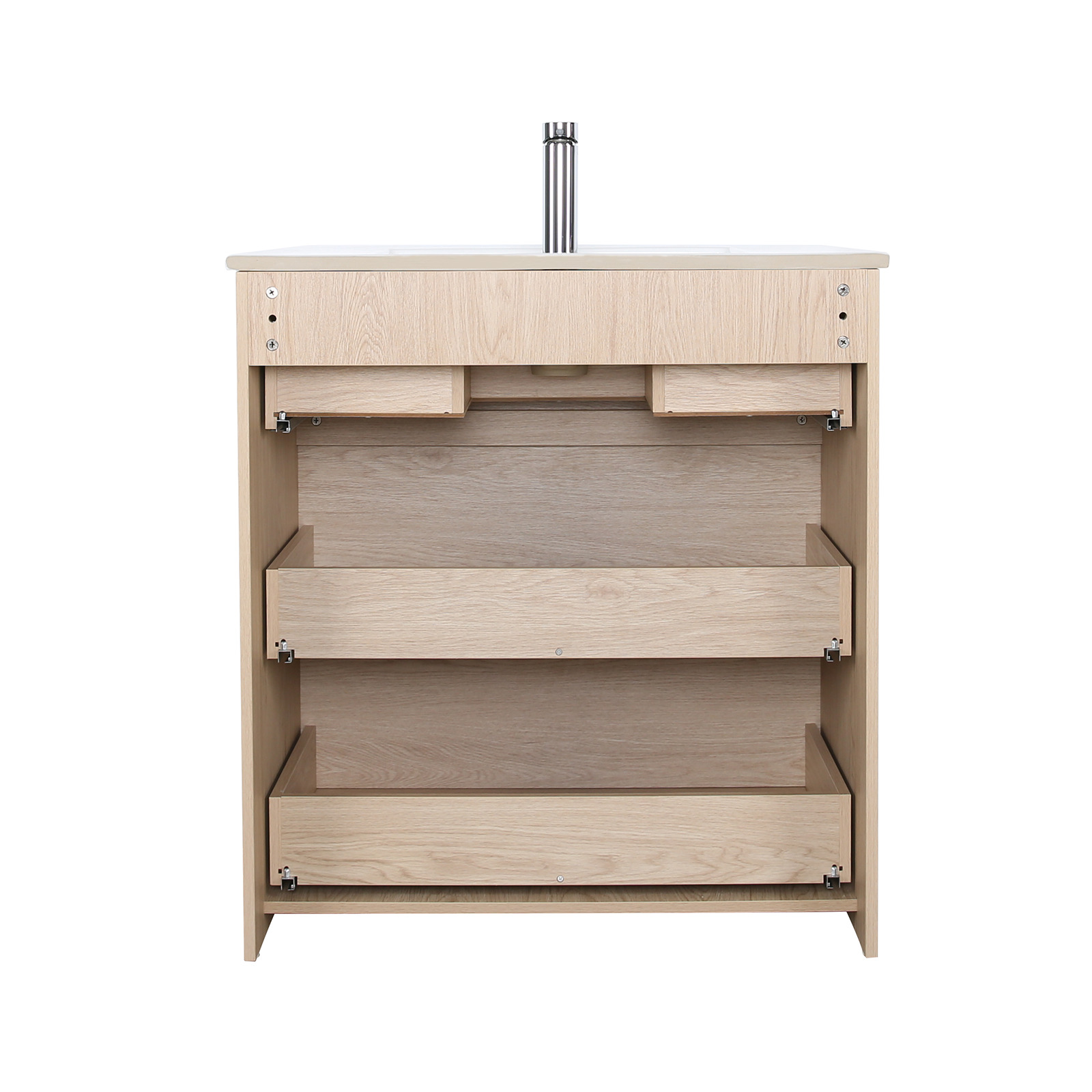 Meuble simple vasque sur pieds 80cm - avec  plan vasque céramique