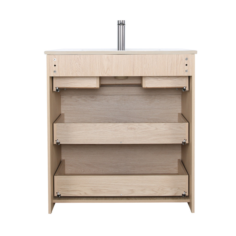 Meuble simple vasque sur pieds 80cm - avec  plan vasque céramique