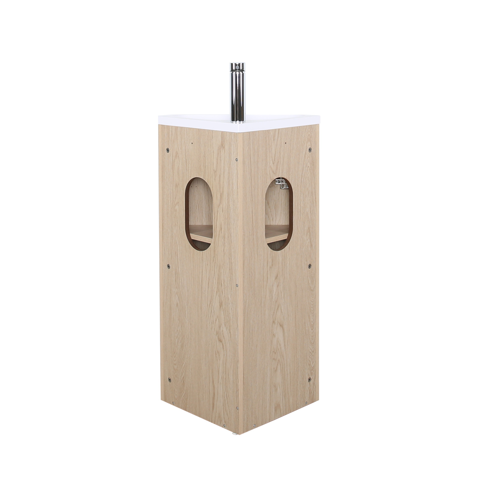 Meuble lave-mains d'angle sur pieds avec vasque en résine