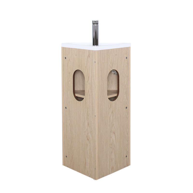 Meuble lave-mains d'angle sur pieds avec vasque en résine
