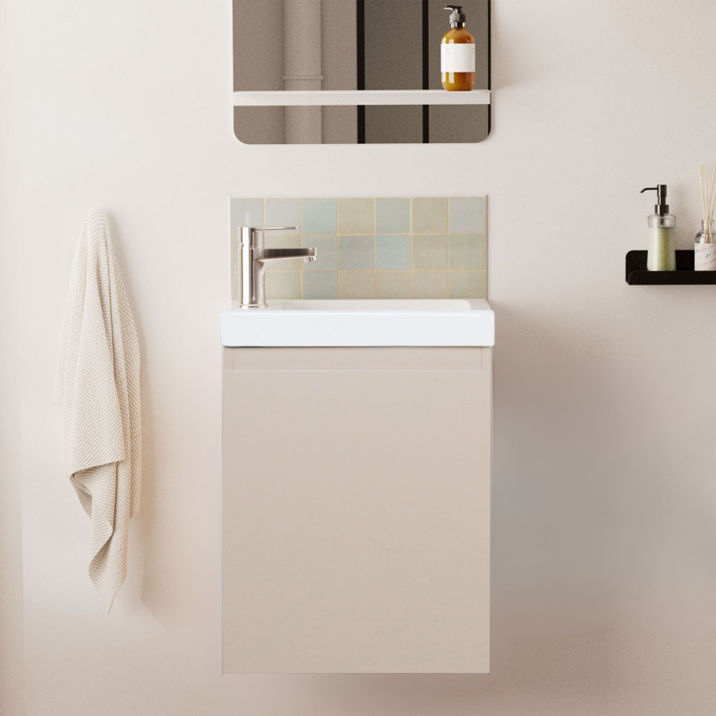 Meuble lave-mains suspendu avec vasque céramique