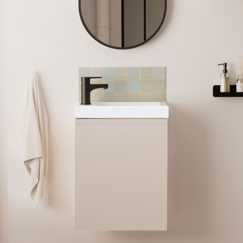 Ensemble lave-mains suspendu avec robinet noir
