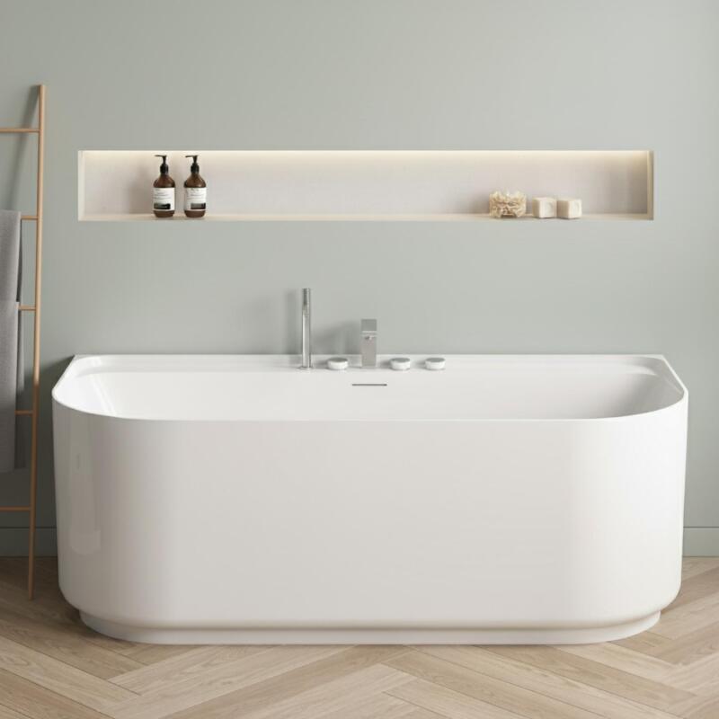 Baignoire murale blanche 170cm en acrylique Lucite® - Livrée complète