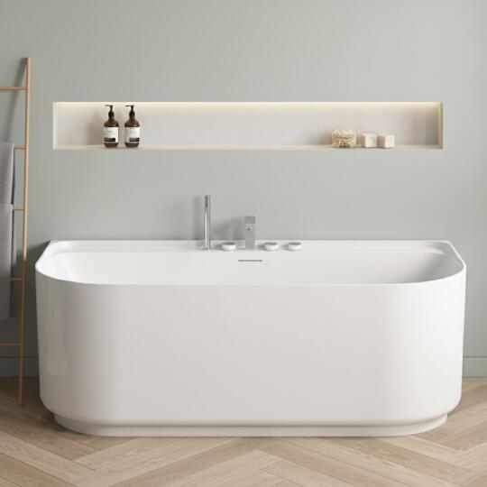 Baignoire murale blanche 170cm en acrylique Lucite® - Livrée complète