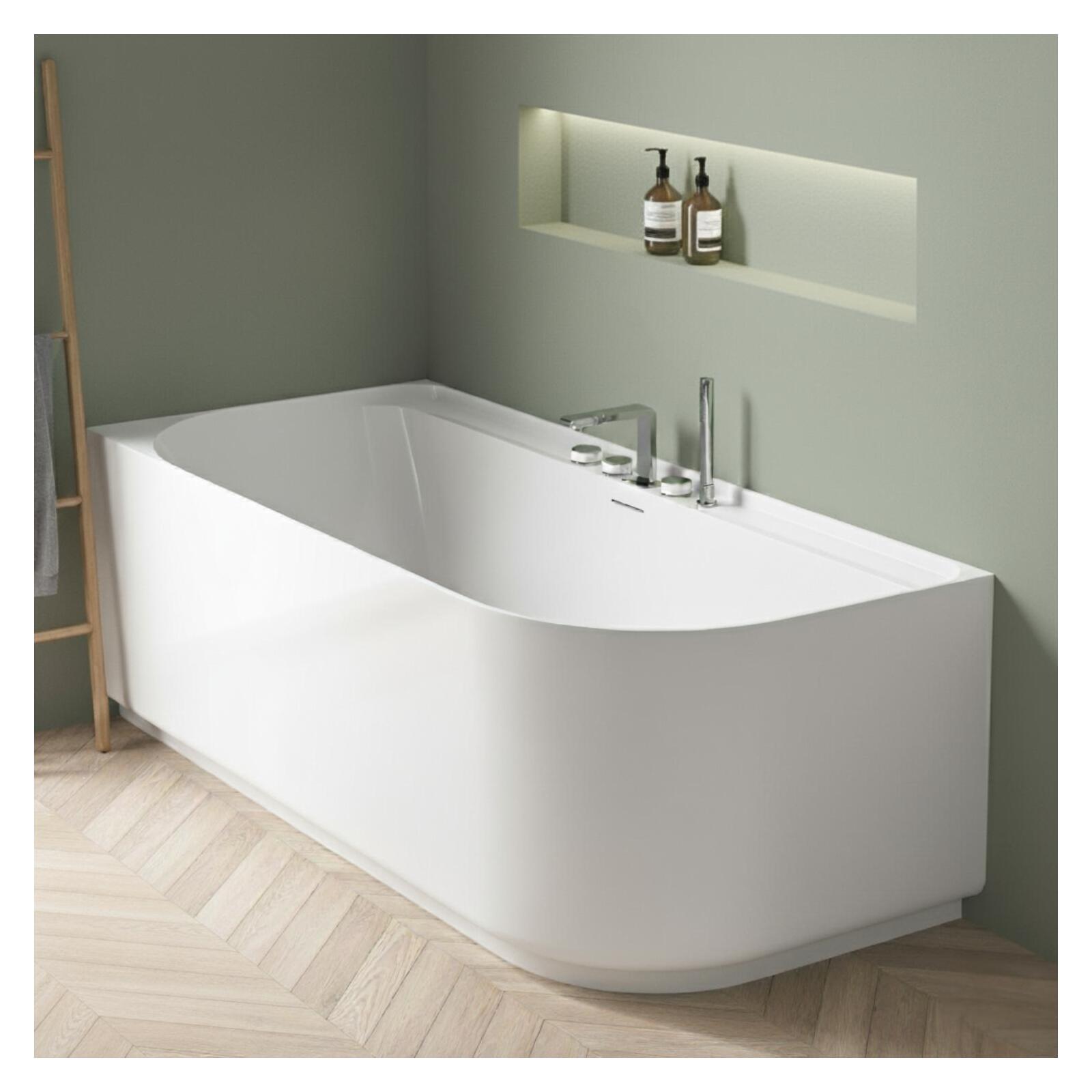 Baignoire semi-îlot blanche 170cm en acrylique Lucite® - Angle gauche - Livrée complète