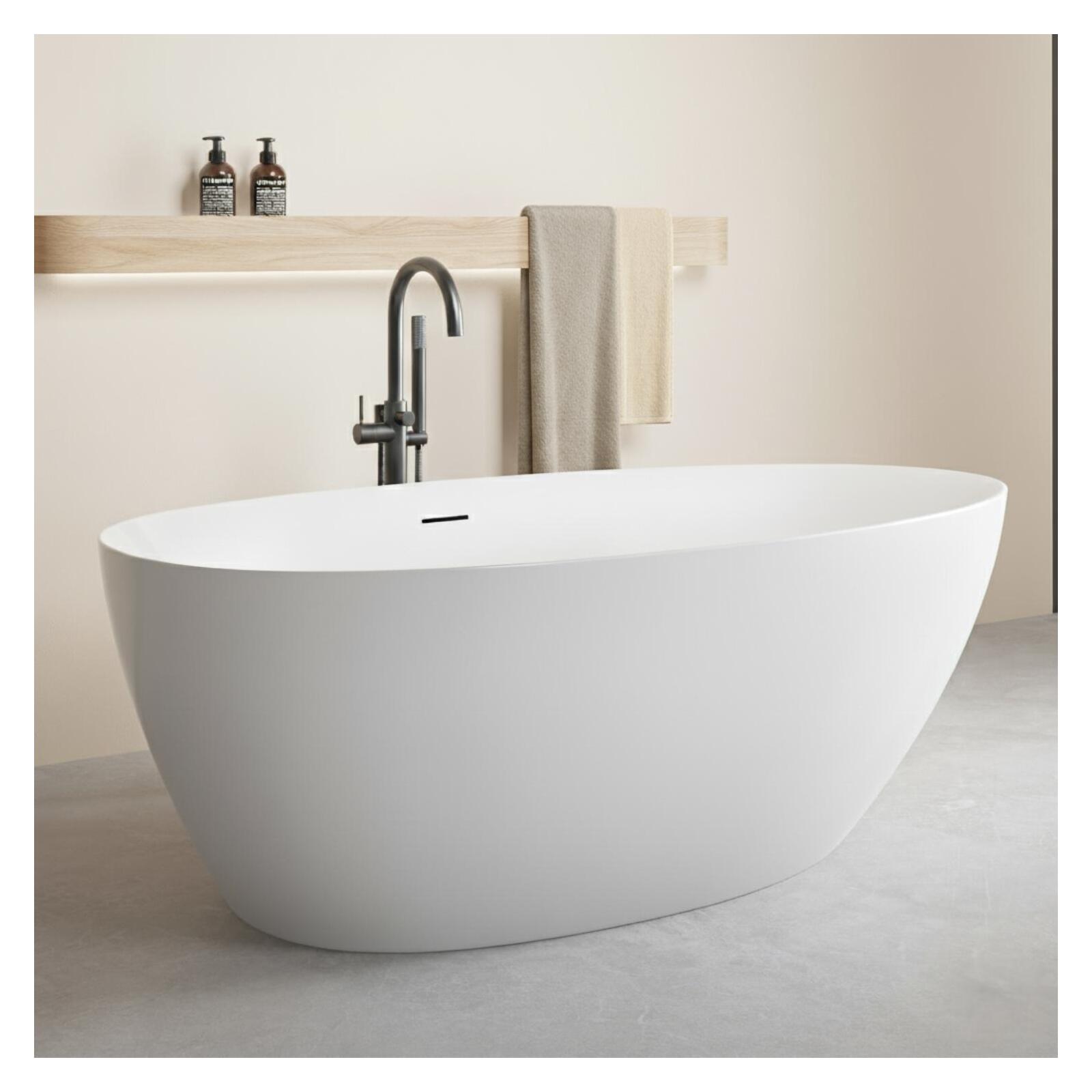 Baignoire îlot blanche 170cm en acrylique Lucite® - Livrée complète