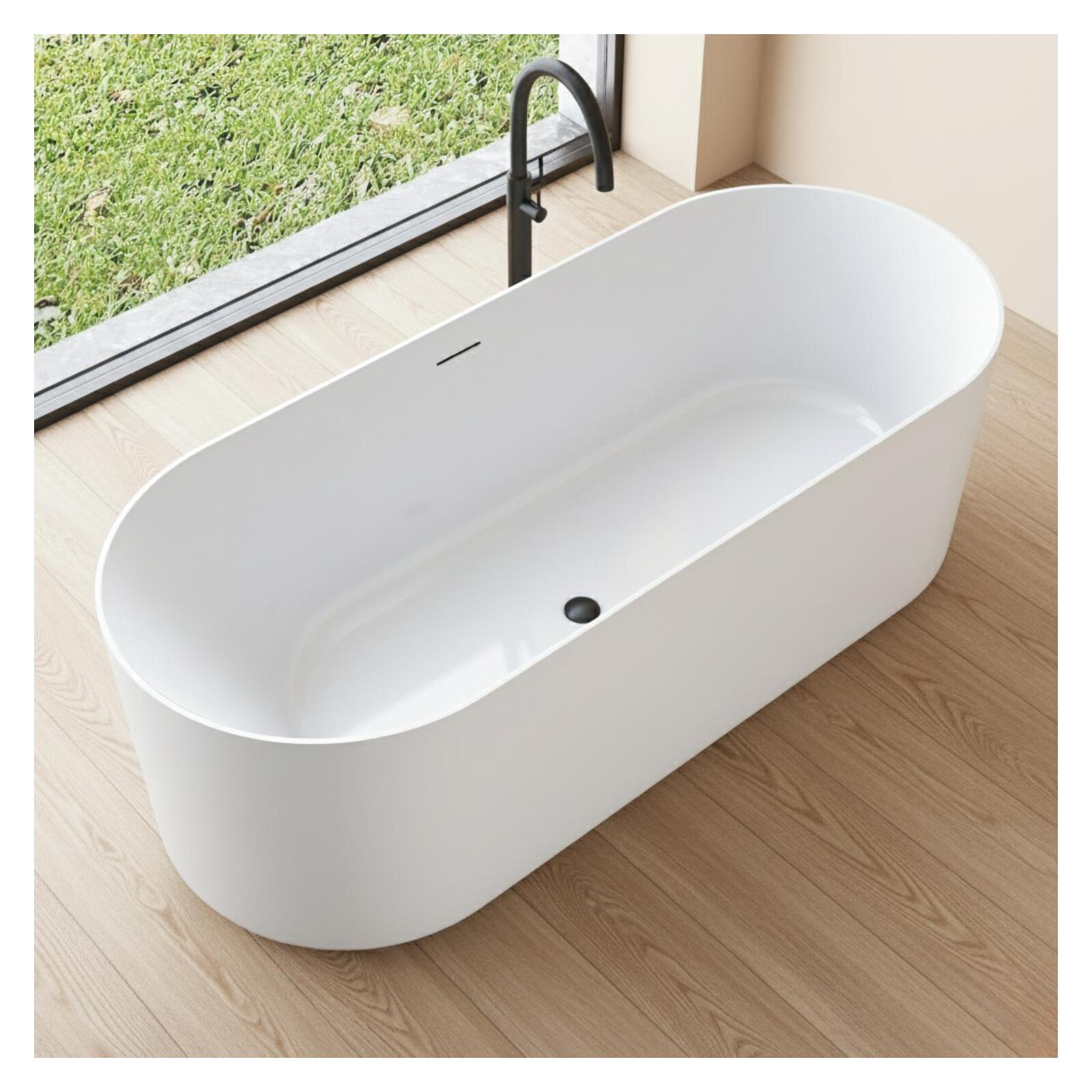 Baignoire îlot blanche 170cm en acrylique Lucite® - Livrée complète