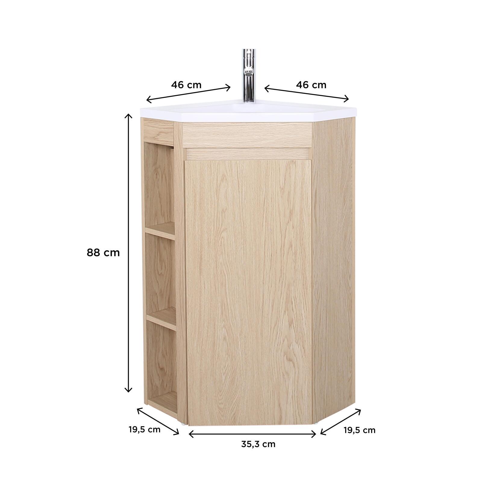 Meuble simple vasque d'angle sur pieds 45cm - avec vasque en résine