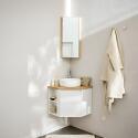 Ensemble meuble sous vasque d'angle avec vasque, robinet chromé et armoire de toilette