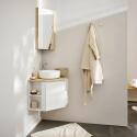 Ensemble meuble sous vasque d'angle avec vasque, robinet chromé et armoire de toilette