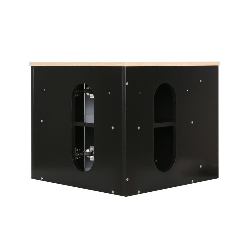 Ensemble meuble sous vasque d'angle avec vasque et robinet noir