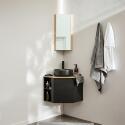 Meuble sous vasque d'angle suspendu 52cm - avec plan vasque décor chêne