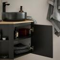 Ensemble meuble sous vasque d'angle avec vasque noire