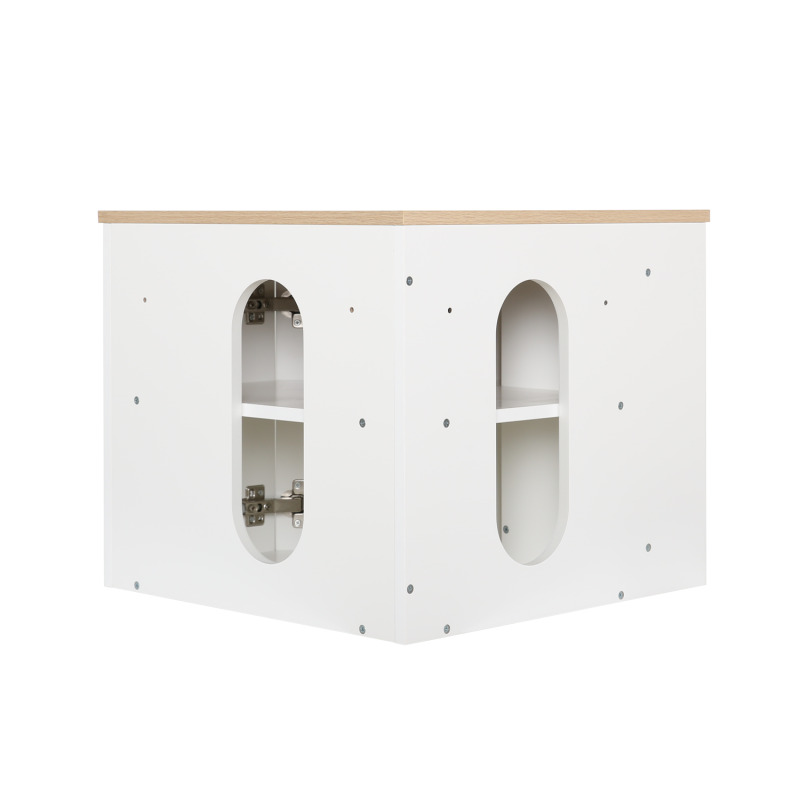 Ensemble meuble sous vasque d'angle avec vasque blanche