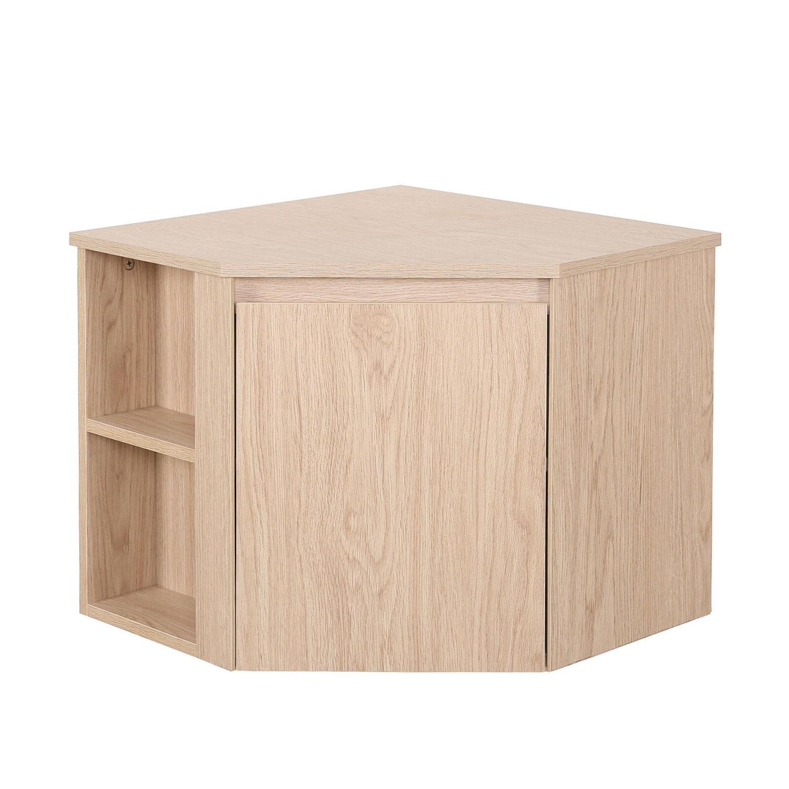 Meuble sous vasque d'angle suspendu 52cm - avec plan vasque décor chêne