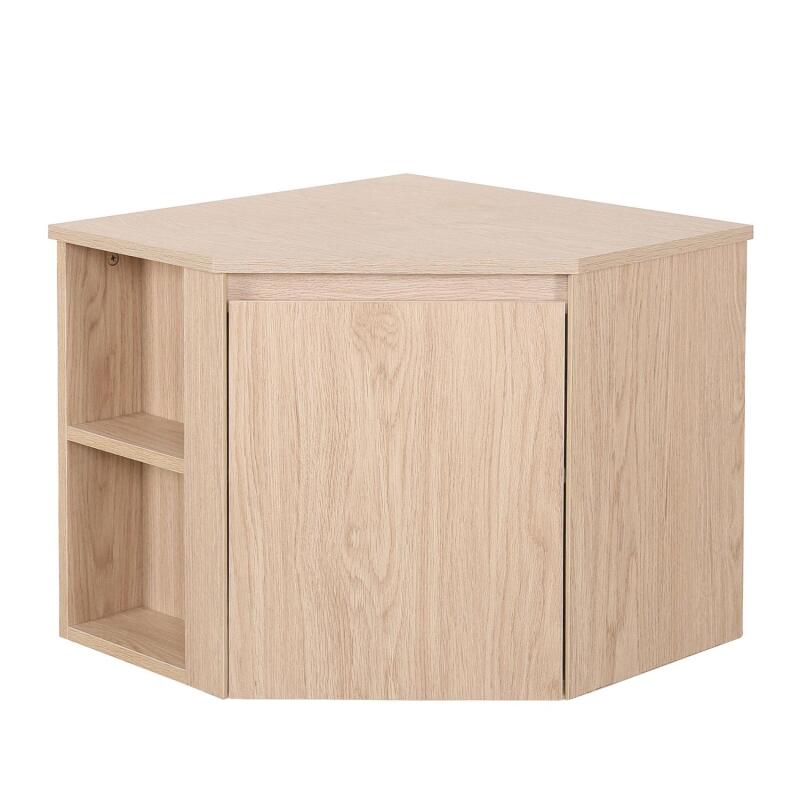 Meuble sous vasque d'angle suspendu 52cm - avec plan vasque décor chêne
