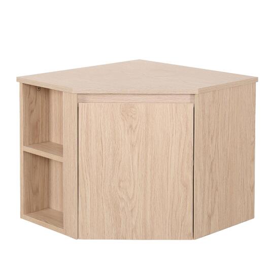 Meuble sous vasque d'angle suspendu 52cm - avec plan vasque décor chêne