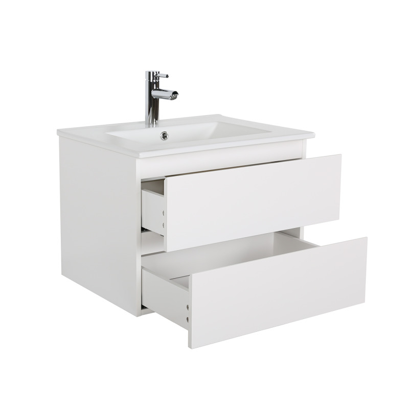 Meuble simple vasque suspendu 60cm - avec plan vasque céramique