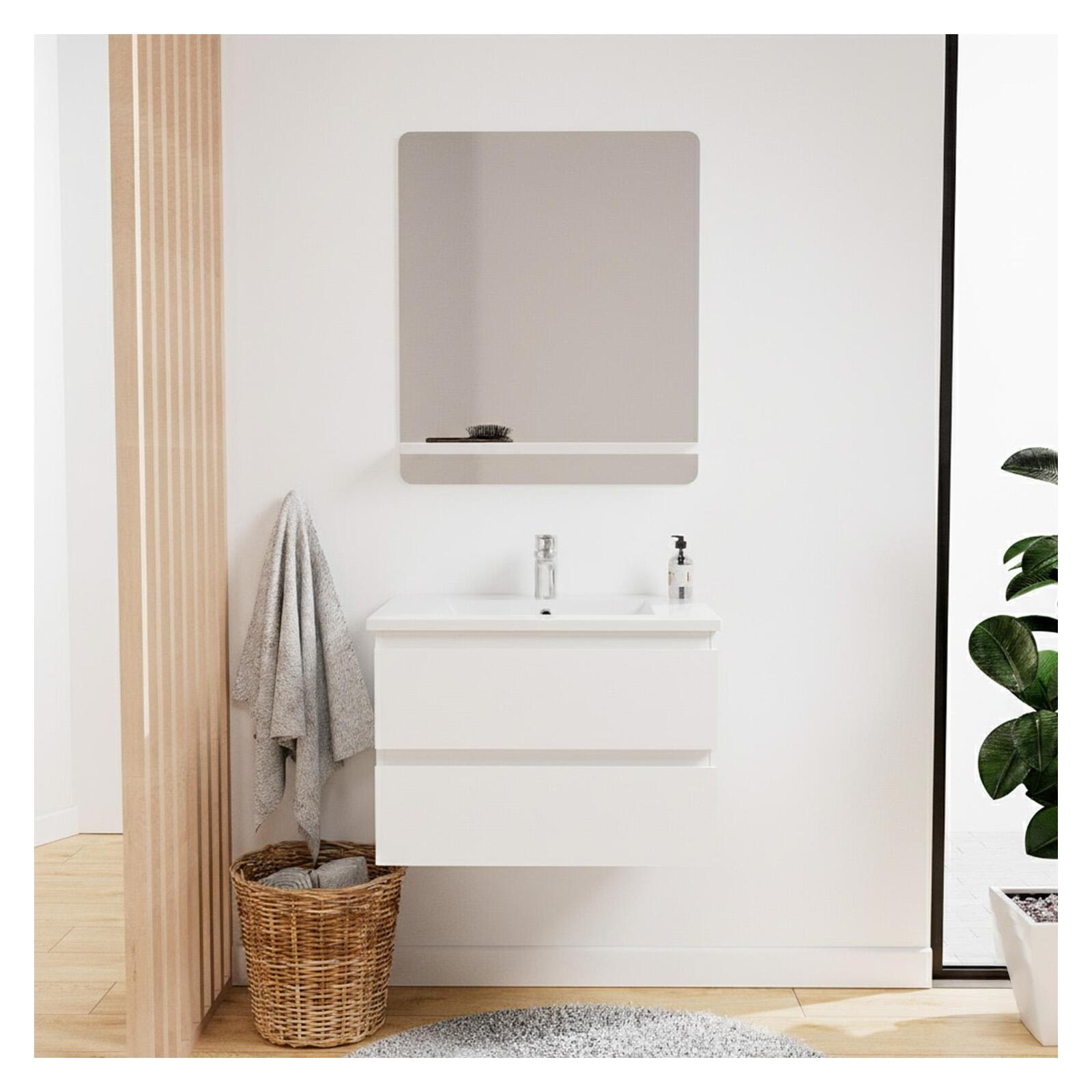Meuble simple vasque suspendu 60cm - avec plan vasque céramique