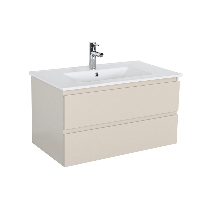 Meuble simple vasque suspendu 80cm - avec plan vasque céramique