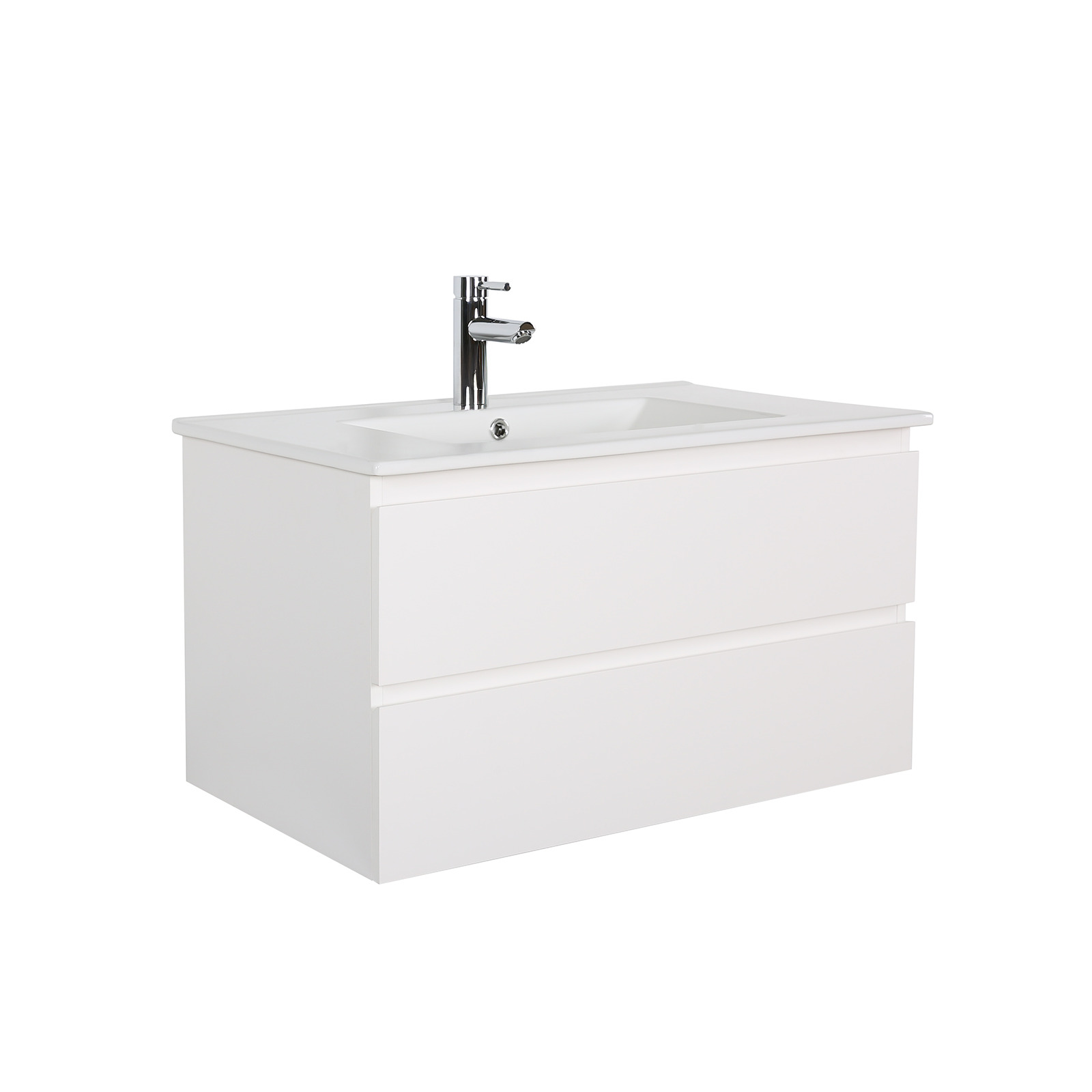 Meuble simple vasque suspendu 80cm - avec plan vasque céramique