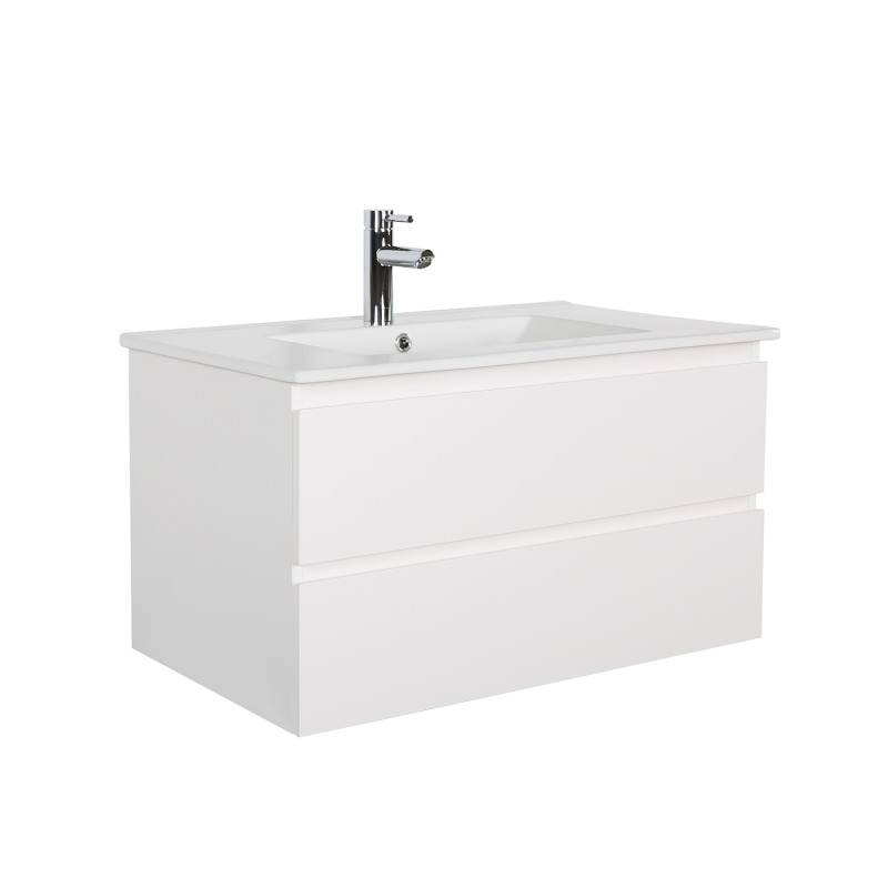 Meuble simple vasque suspendu 80cm - avec plan vasque céramique