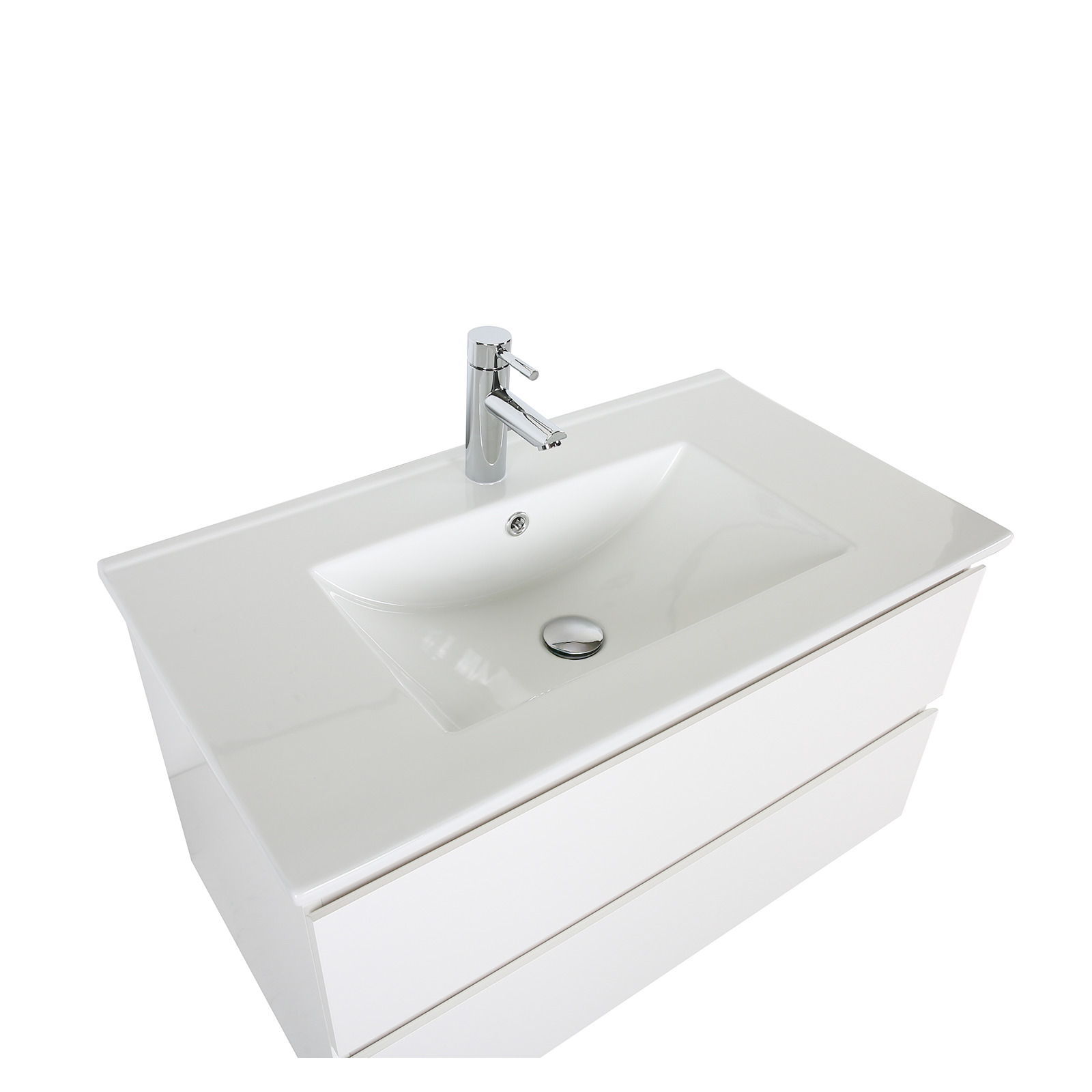 Meuble simple vasque suspendu 80cm - avec plan vasque céramique