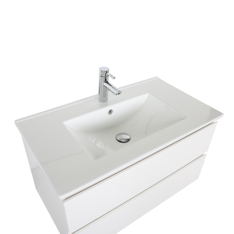 Meuble simple vasque suspendu 80cm - avec plan vasque céramique