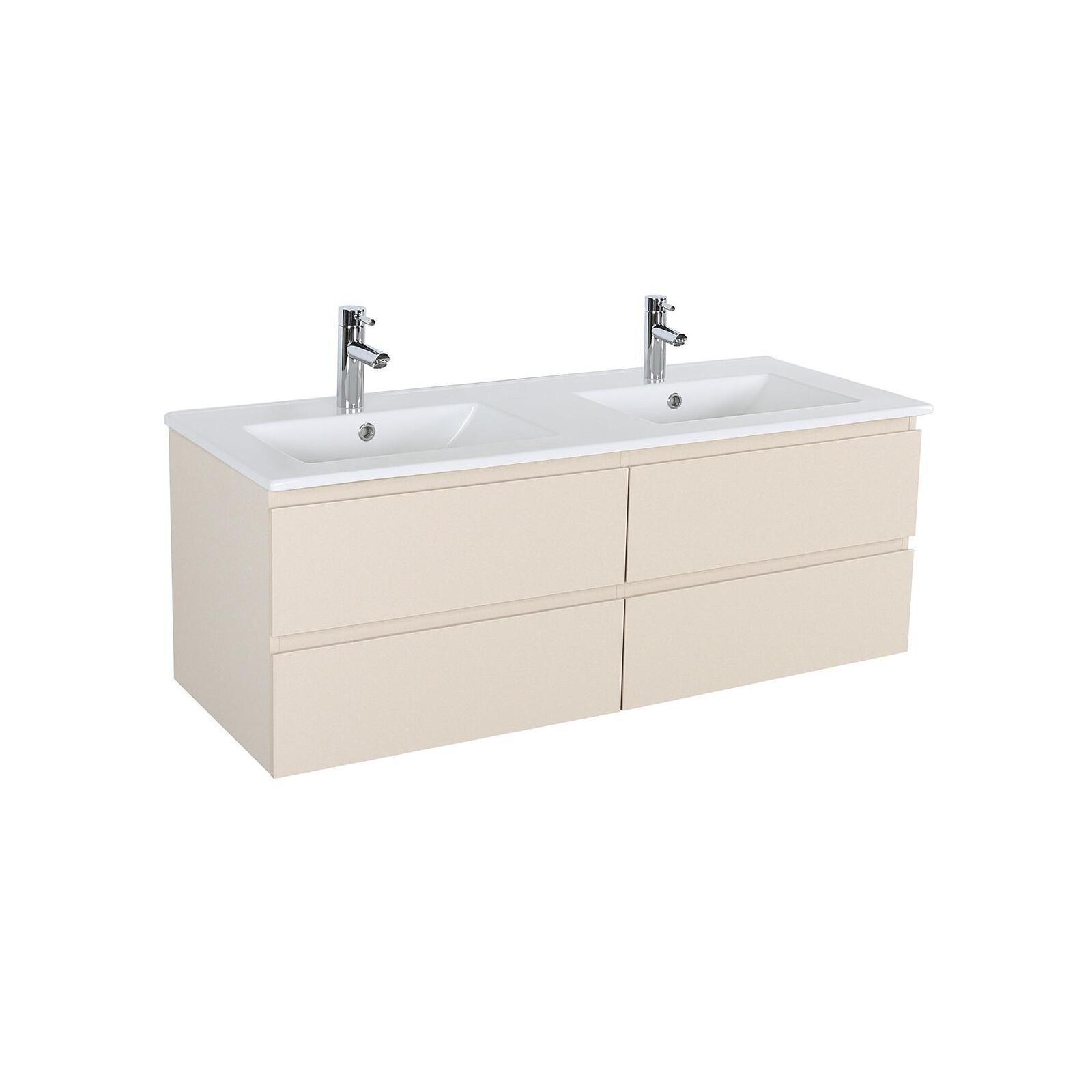 Meuble double vasque suspendu 120cm - avec plan vasque céramique